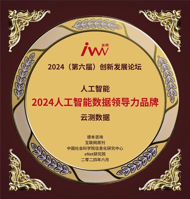 聚焦高质量AI数据云测数据获“2024人工智能领导力品牌奖”(图1)